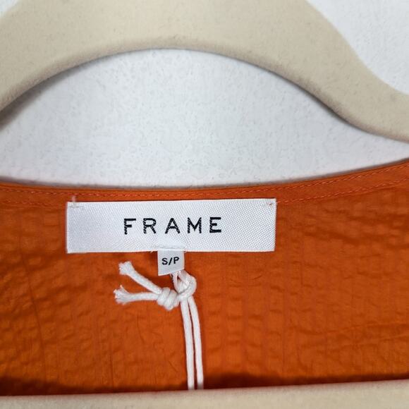 NWT Frame Orange Crush Ruched Button Front Sleeveless Blouse Size S - Picture 5 of 10